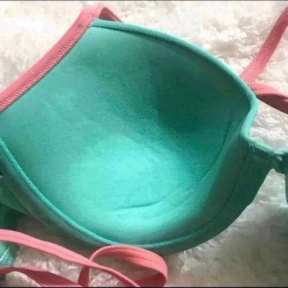 NWT Aerie Bikini Top 34C Blakely Lace Up Back Mint Green / Pink Swim AEO AE - Picture 5 of 7